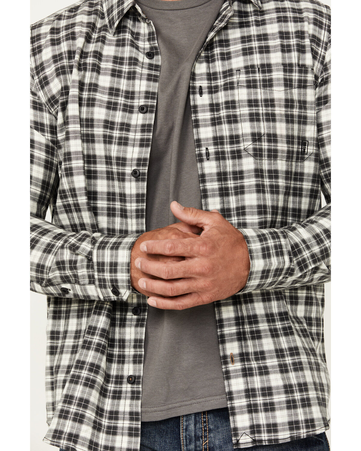 Brothers and Sons Men's Custer Herringbone Long Sleeve Button-Down Shirt