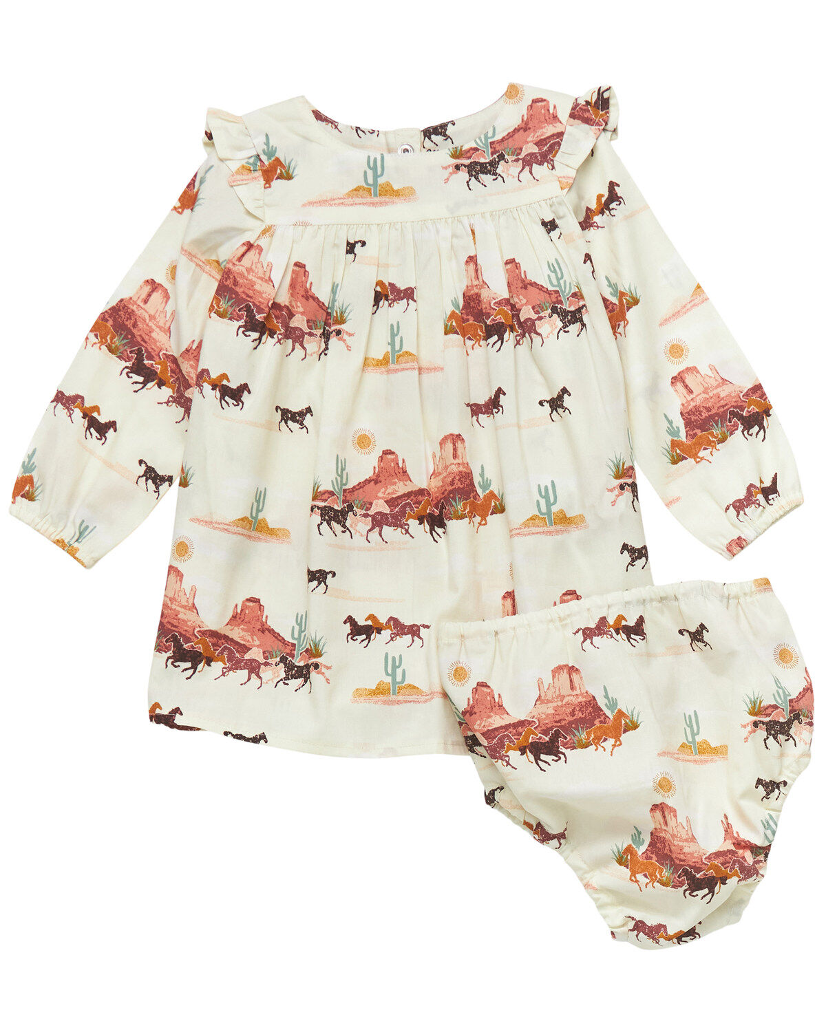Wrangler Infant Girls' Desert Print Shirt And Diaper Cover - 2 Piece Set