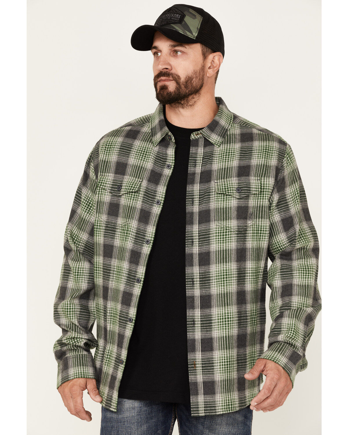 Brothers and Sons Men's Plaid Print Long Sleeve Button Down Flannel Shirt