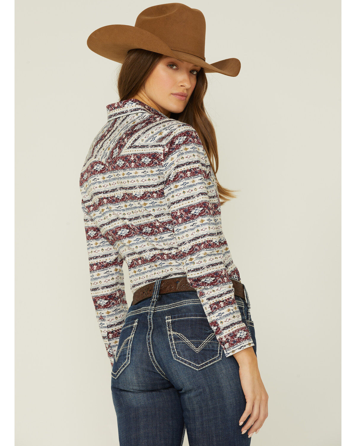 Panhandle Women's Southwestern Print Long Sleeve Button Down Shirt