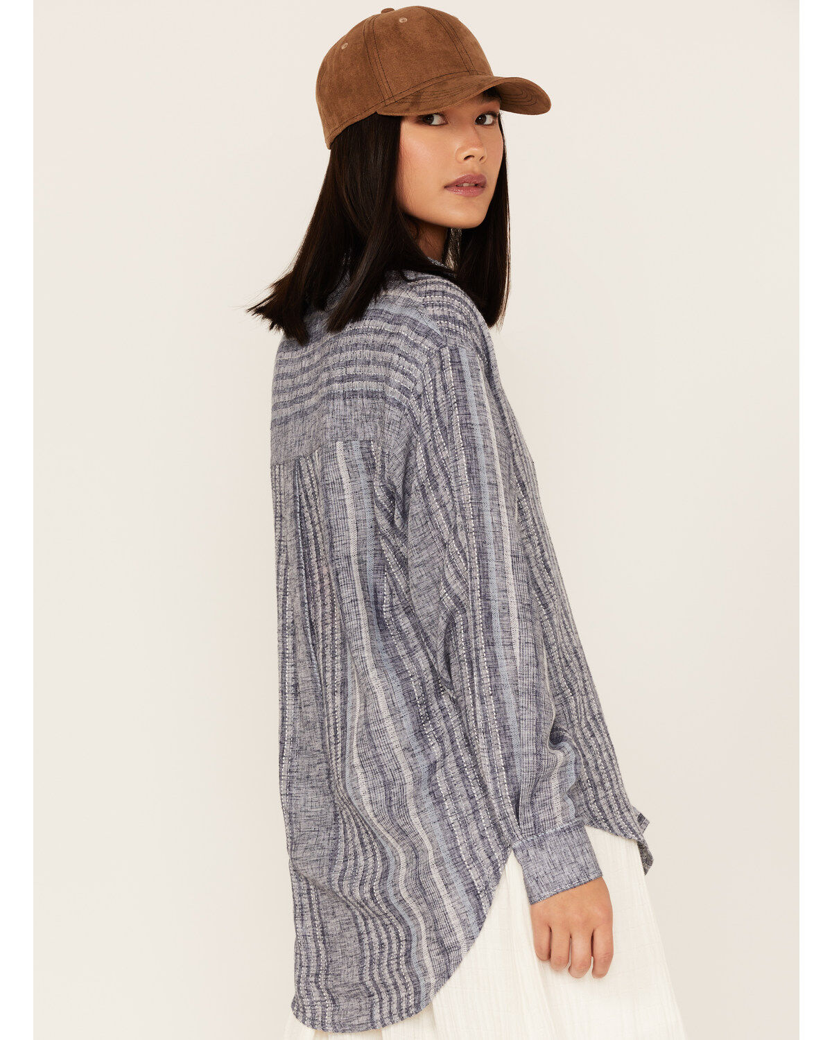 Cleo + Wolf Women's Novelty Stripe Button-Down Long Sleeve Shirt