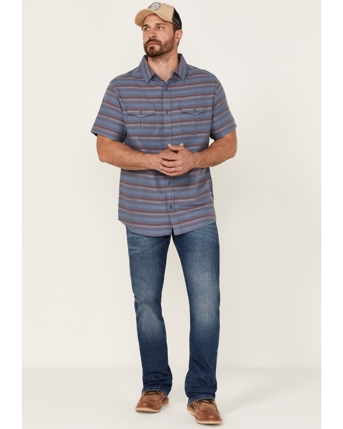 Brothers and Sons Men's Striped Short Sleeve Button Down Western Shirt
