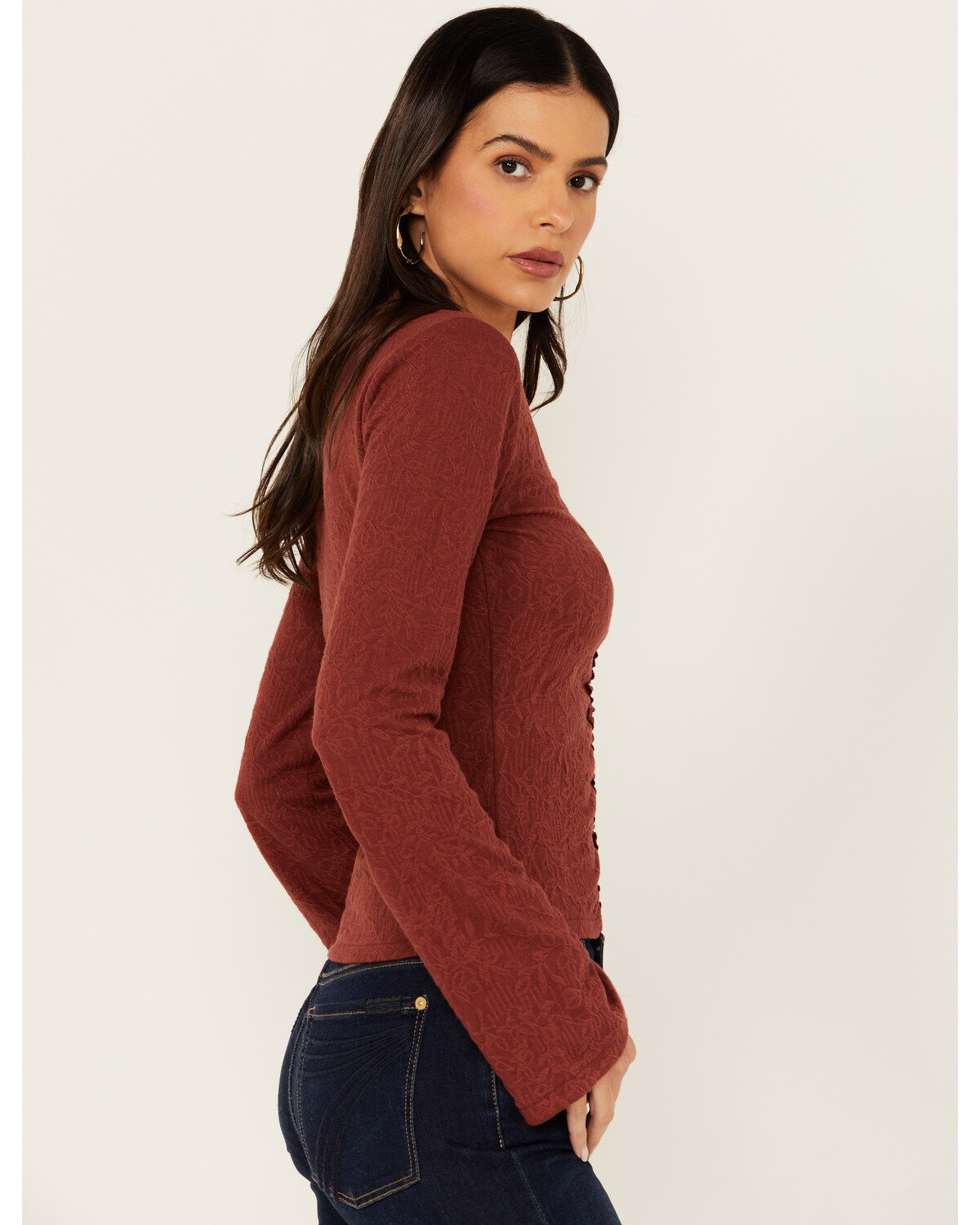 Shyanne Women's Lace Insert Long Sleeve Top