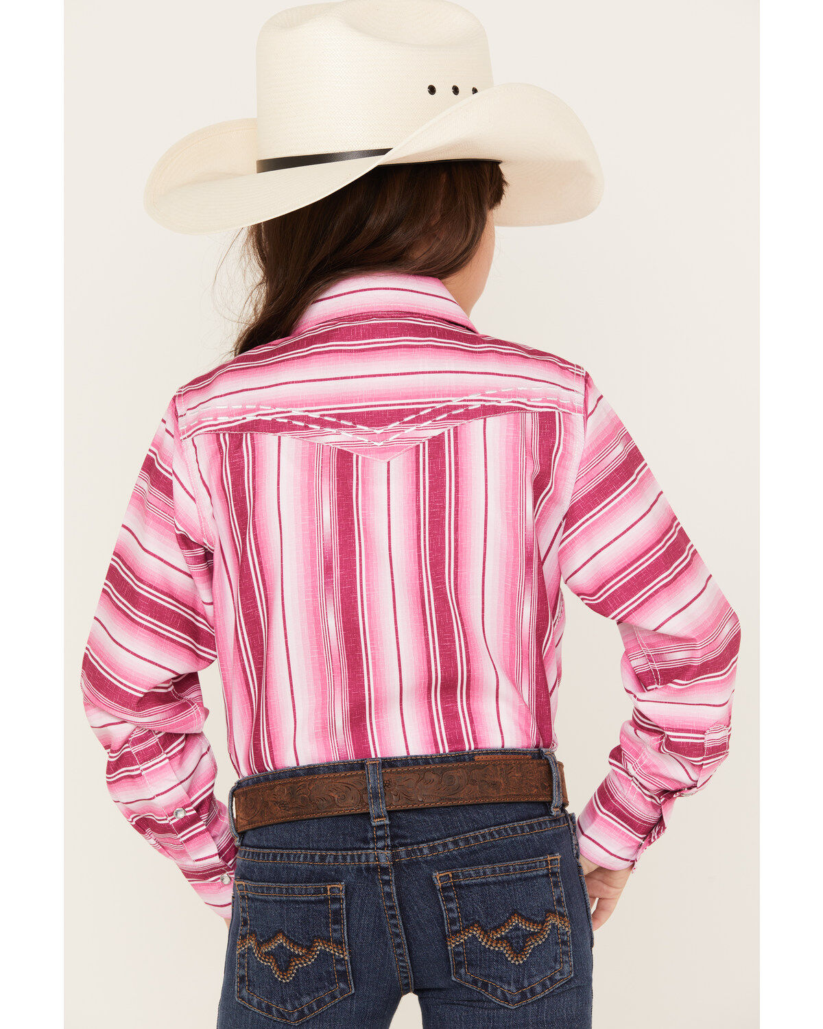 Cowgirl Hardware Girls' Serape Stripe Print Long Sleeve Pearl Snap Western Shirt