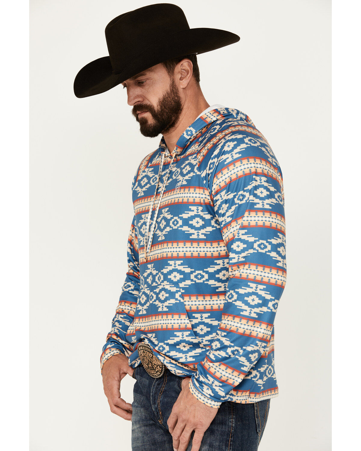 Rock & Roll Denim Men's Southwestern Print Performance Hooded Sweatshirt