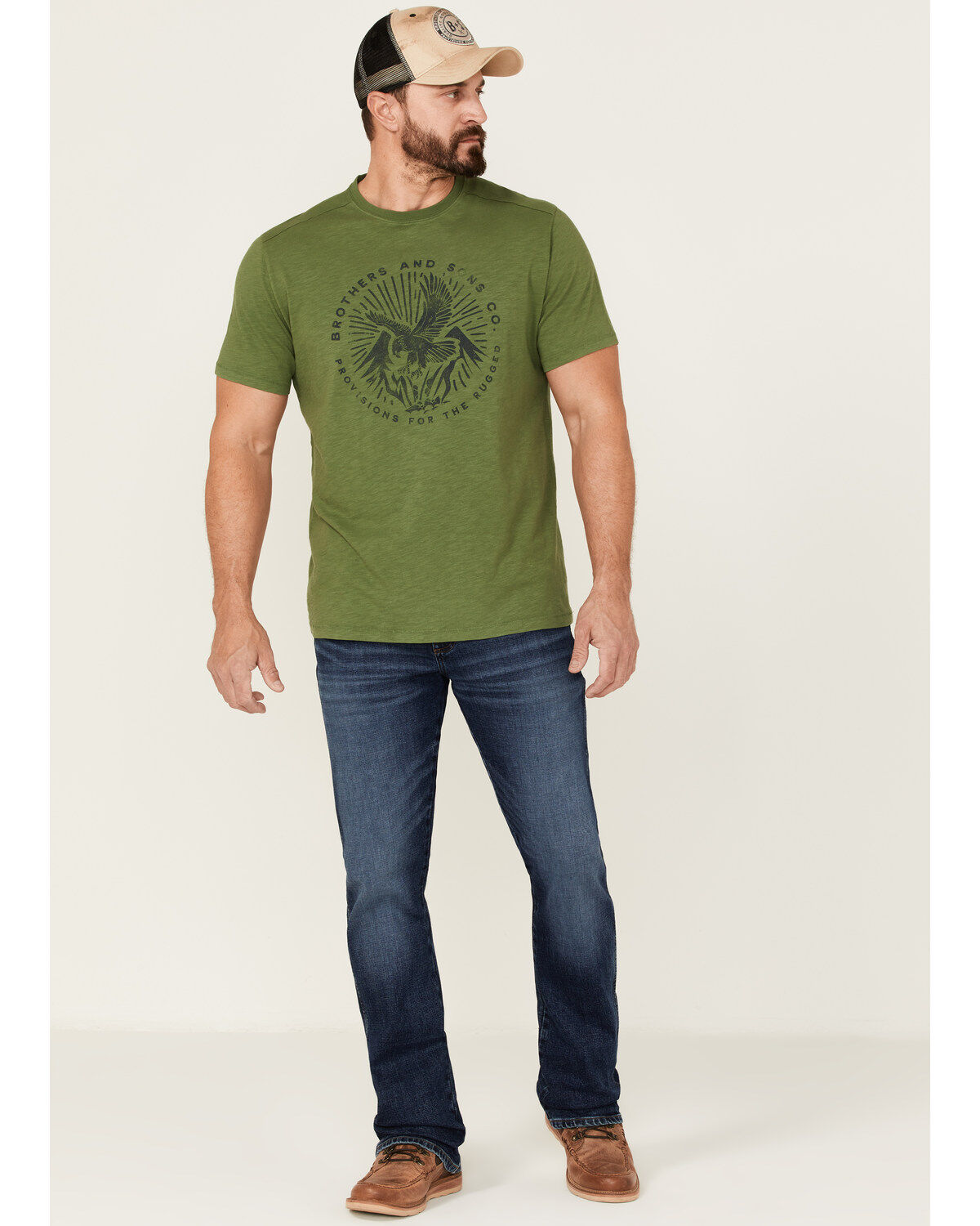 Brothers and Sons Men's Eagle Slub Circle Graphic T-Shirt
