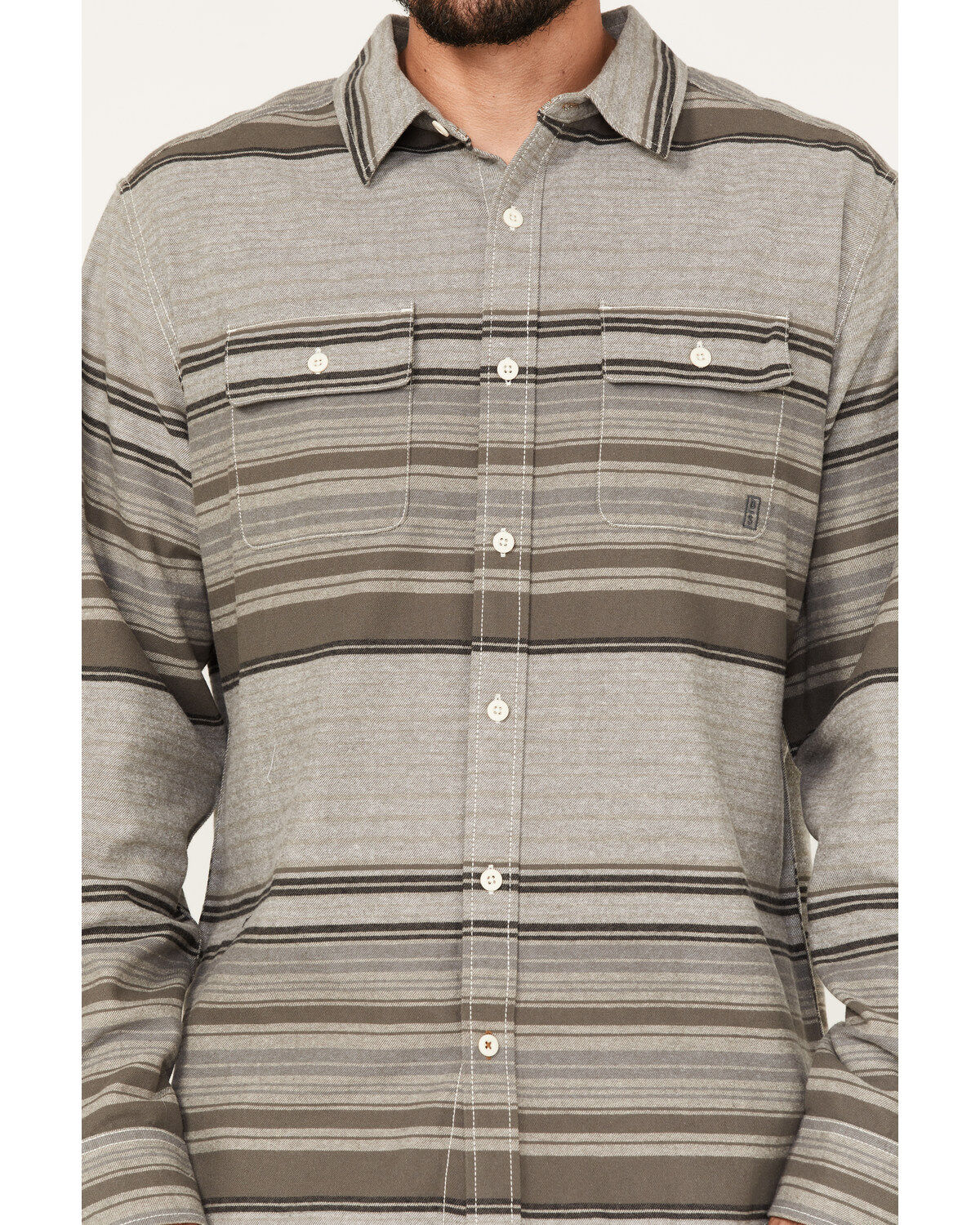 Brothers and Sons Men's Fine Line Striped Print Long Sleeve Button Down Flannel Shirt
