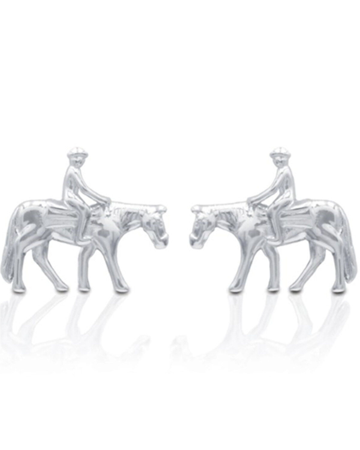Kelly Herd Women's Silver Western Horse & Rider Stud Earrings