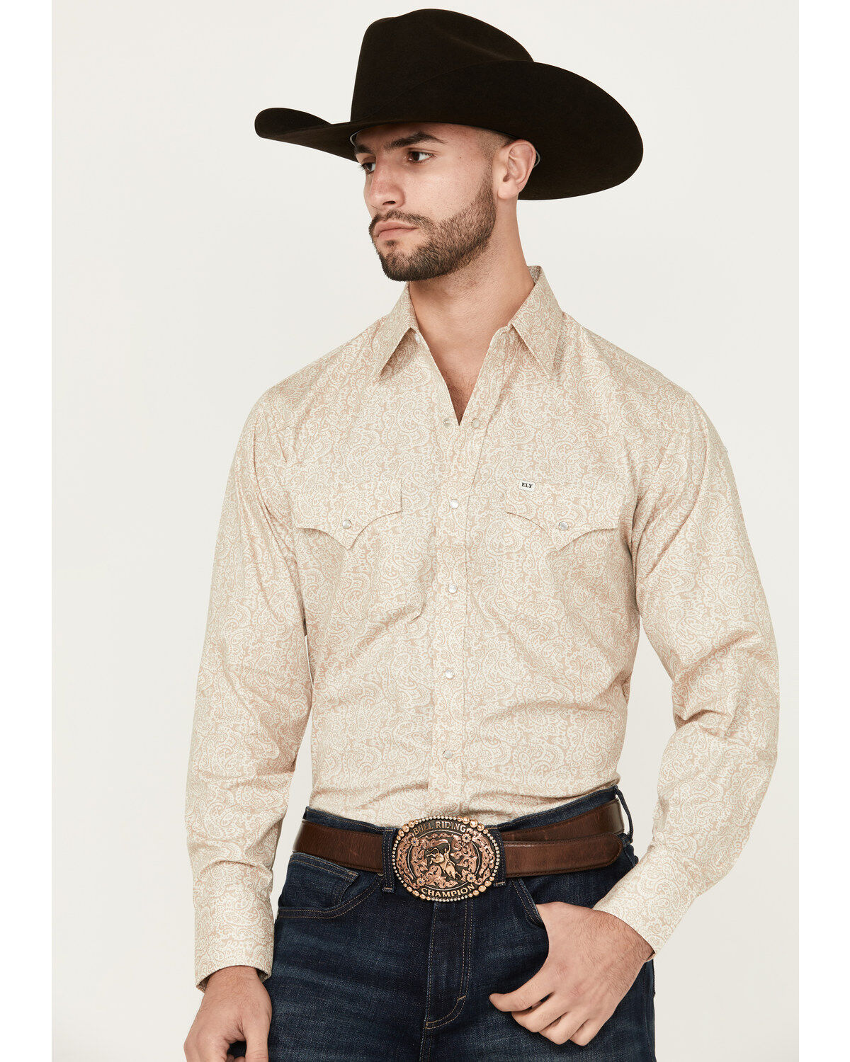 Ely Walker Men's Paisley Print Long Sleeve Snap Western Shirt