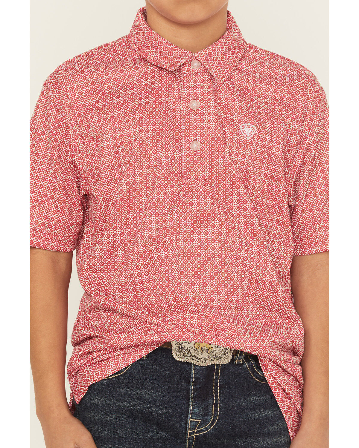 Ariat Boys' Geo Print Short Sleeve Button-Down Polo