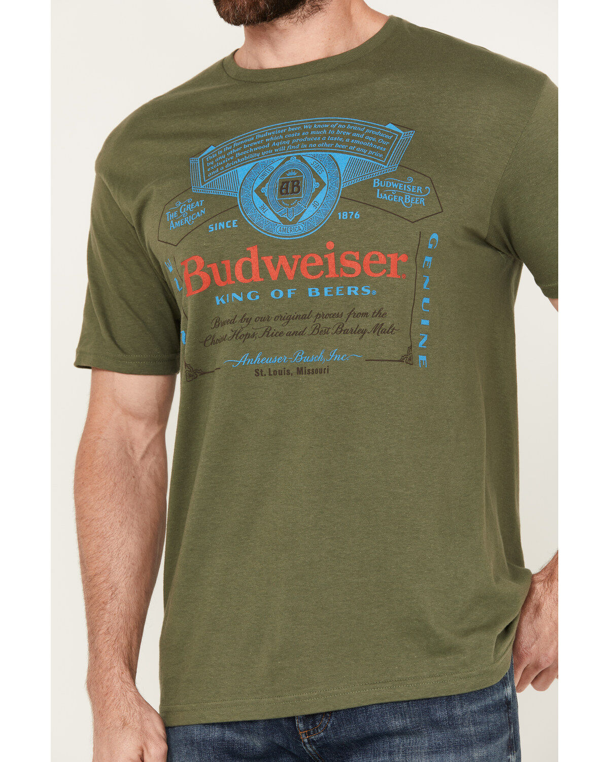 Brew City Beer Gear Men's Budweiser Logo Short Sleeve Graphic T-Shirt