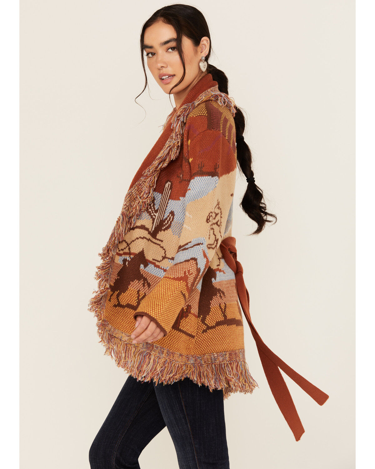 Idyllwind Women's Minette Western Scenic Fringe Cardigan