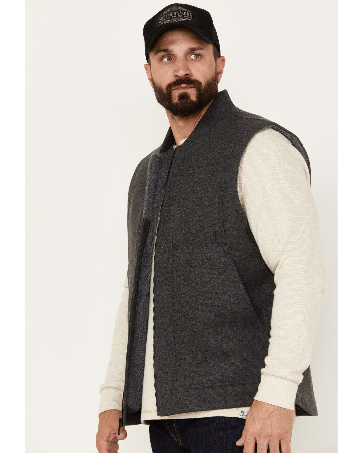 Brothers and Sons Men's Buffalo Check Wool Zip Vest