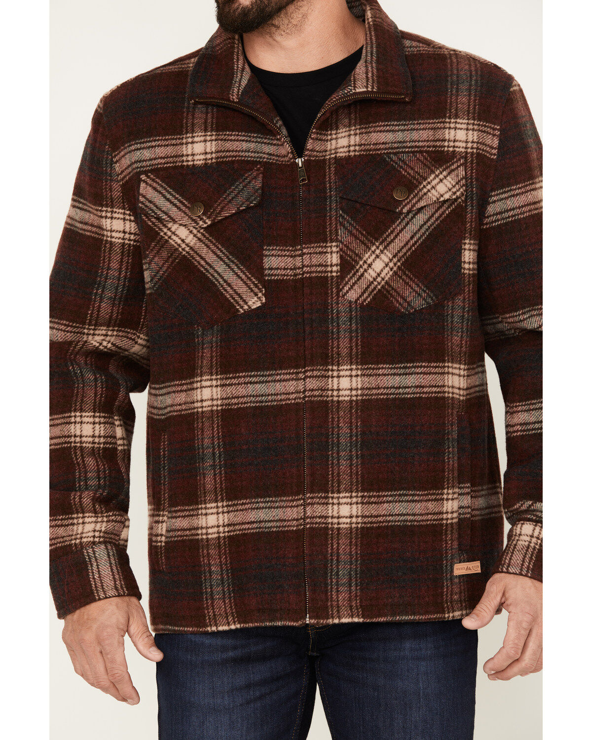 Powder River Outfitters Men's Plaid Print Full-Zip Wool Jacket