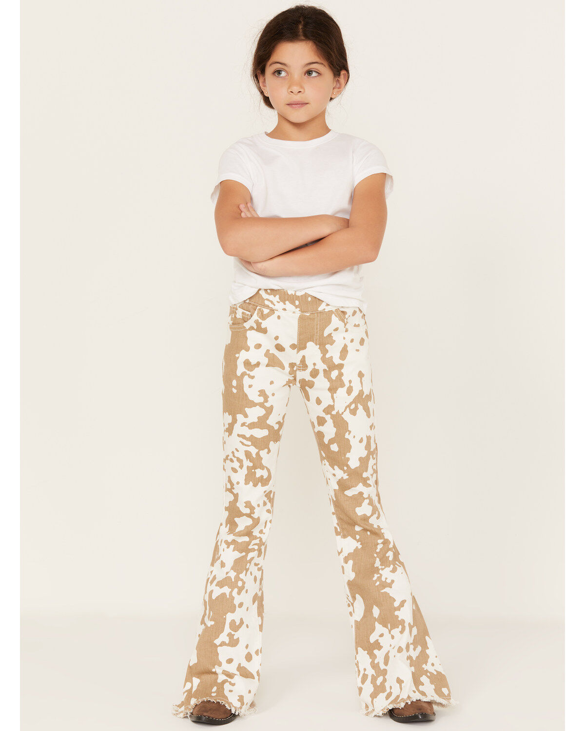 Saint & Hearts Girls' Cowhide Print Pull On Flare Pants