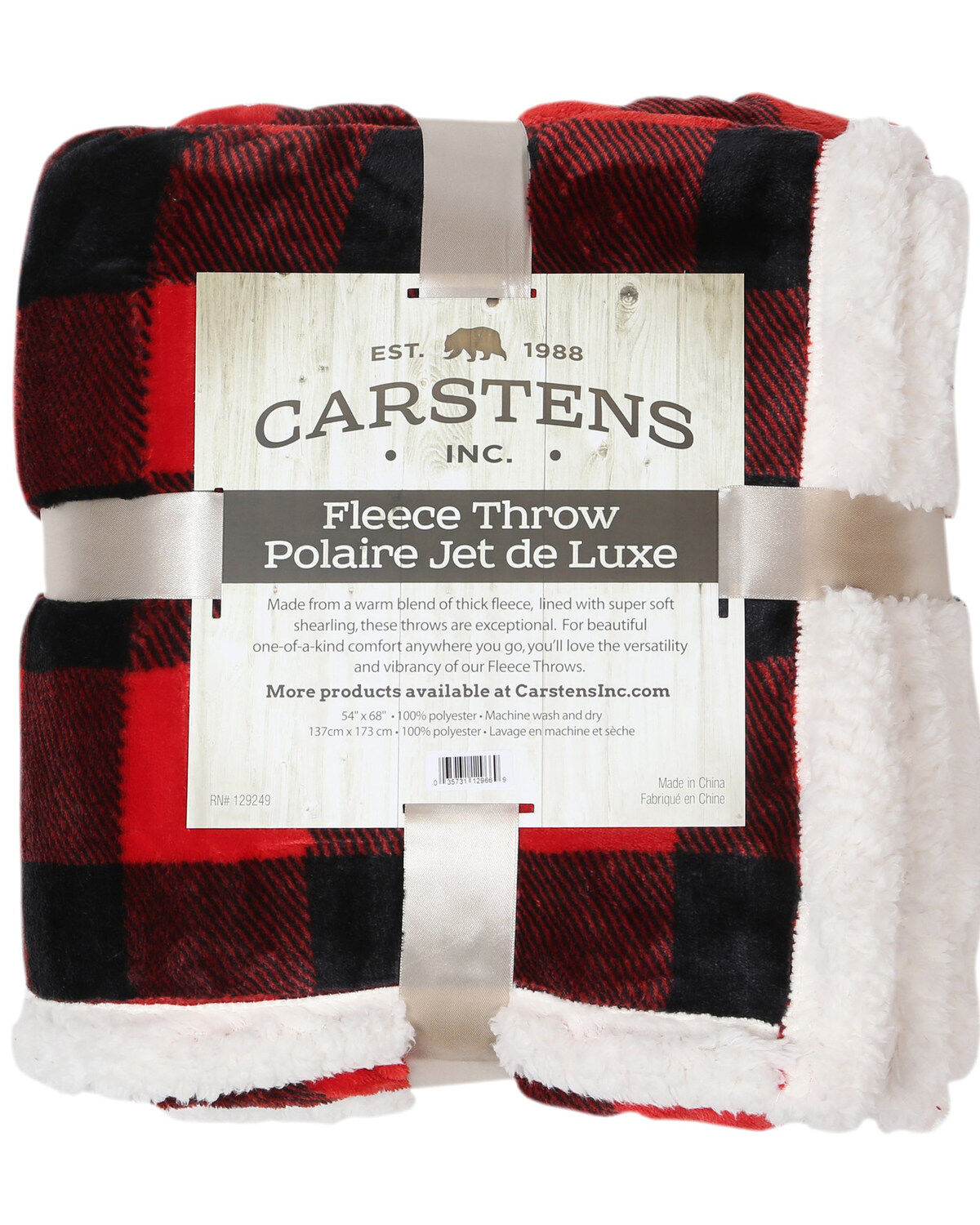 Carstens Home Lumberjack Plaid Sherpa Throw Blanket