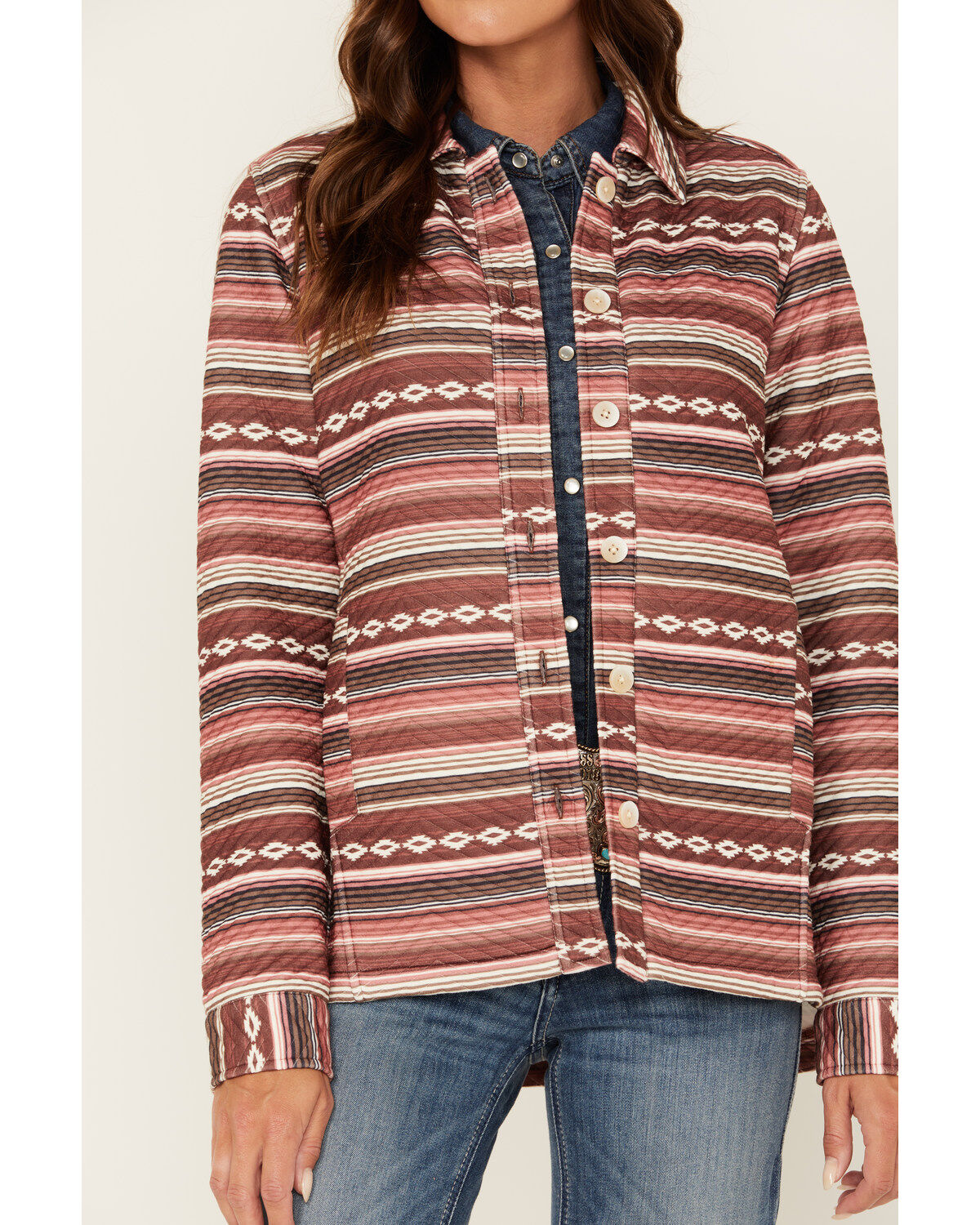 Shyanne Women's Southwestern Print Zig Zag Quilted Shacket