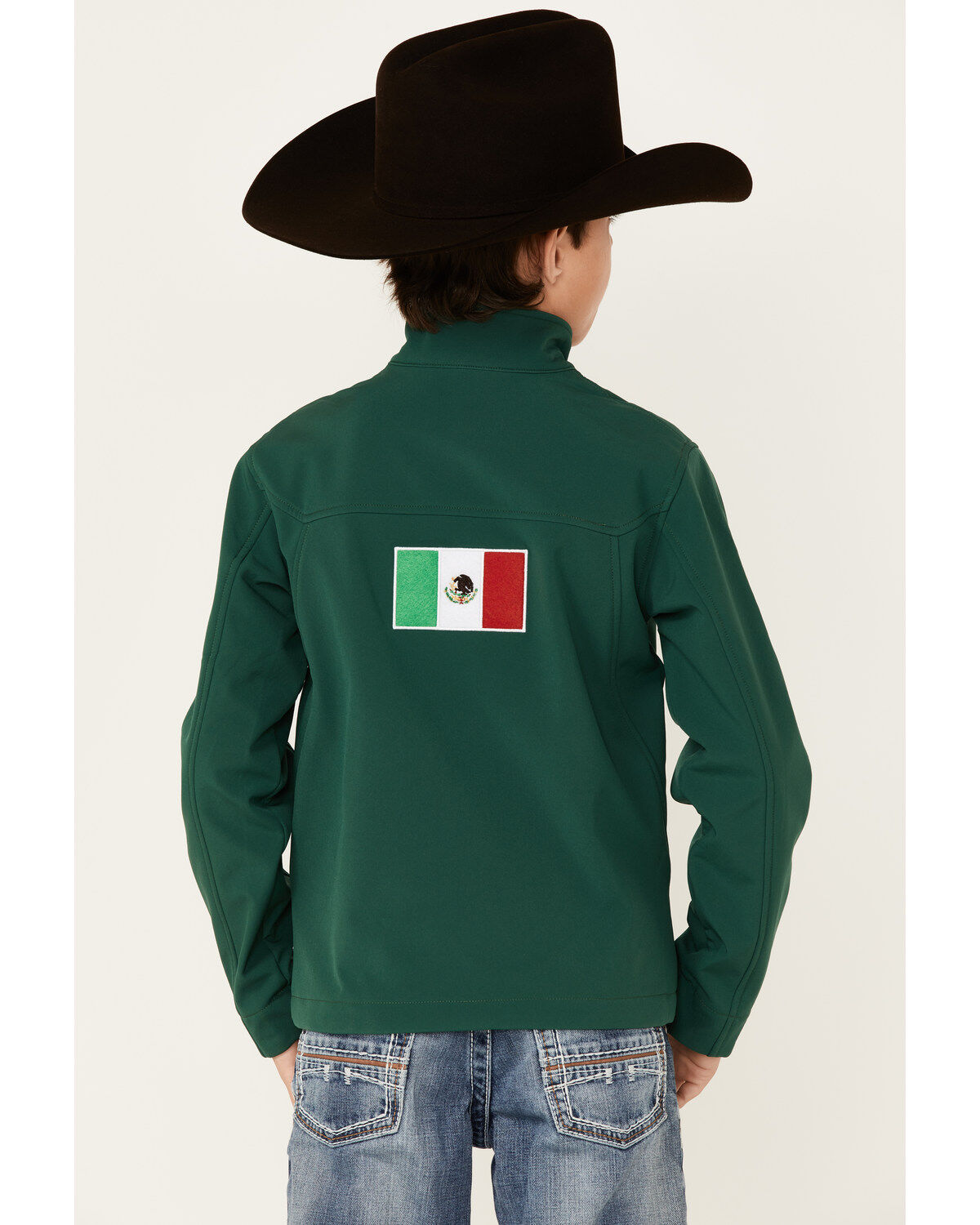 Ariat Boys' Team Mexico Patch Flag Zip-Front Softshell Jacket