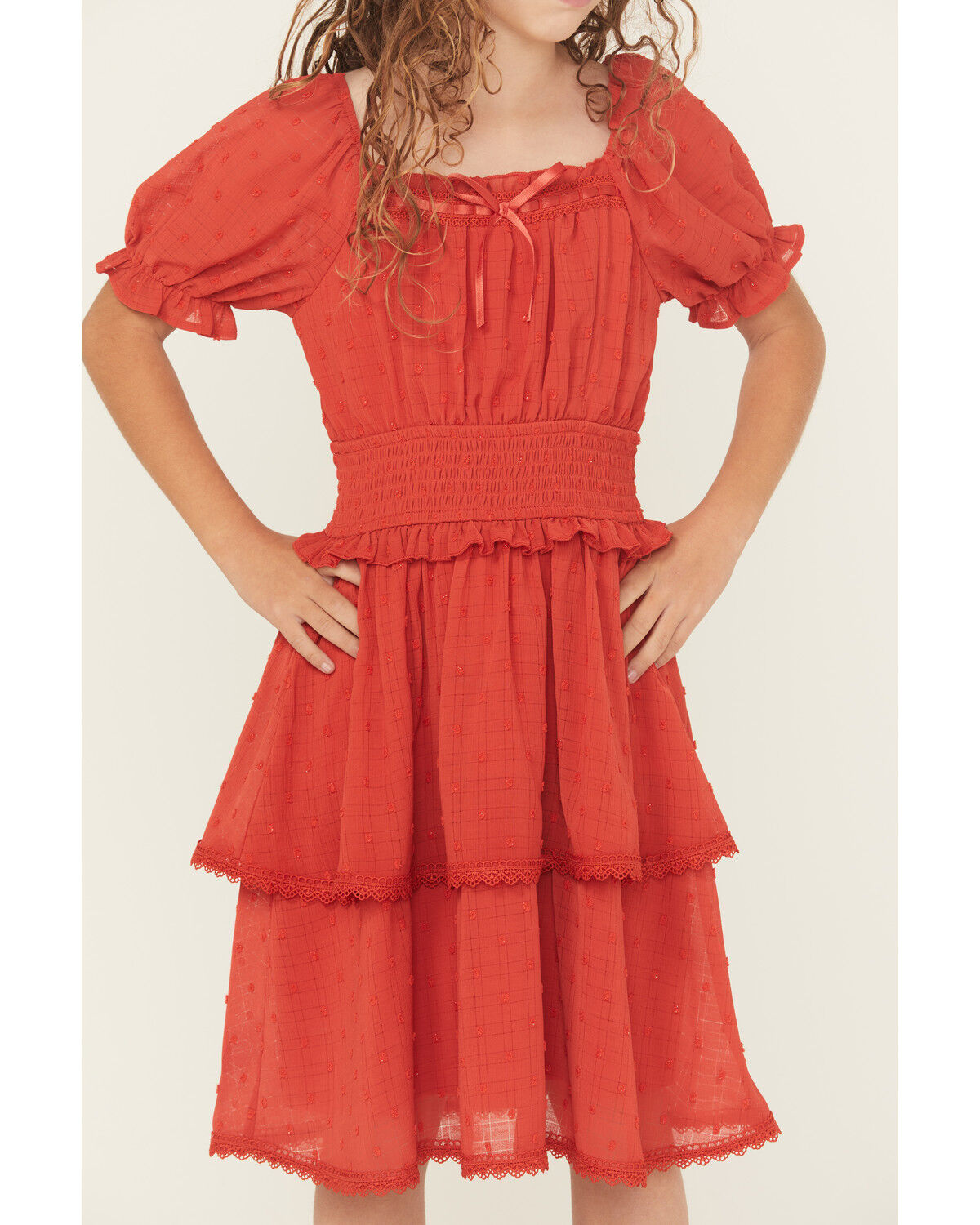 Ash & Violet Girls' Chiffon Dot Short Sleeve Mini Dress