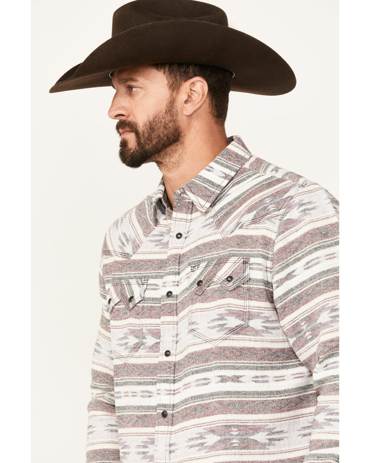 Moonshine Spirit Men's Coyote Southwestern Print Long Sleeve Snap Shirt