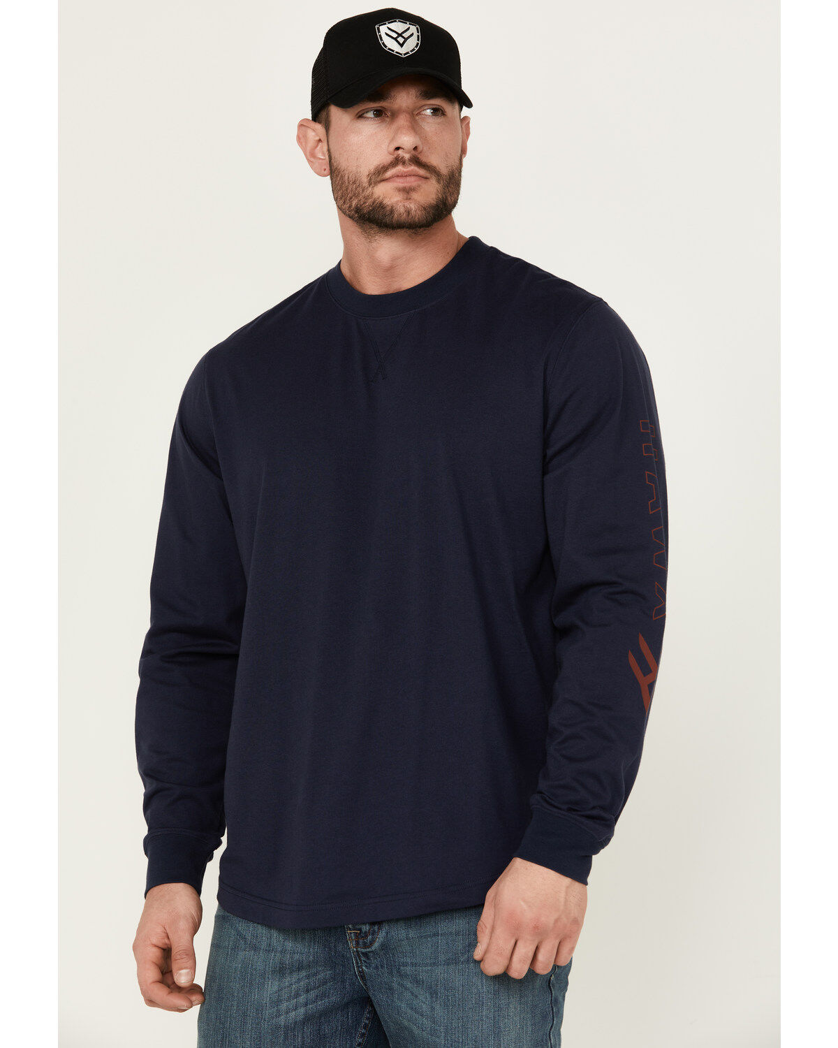 Hawx Men's Long Sleeve Knit Solid Logo Long Sleeve Work T-Shirt - Tall