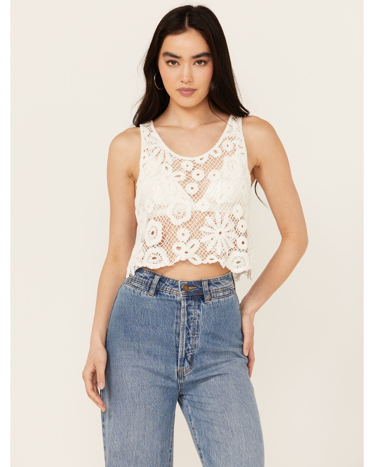 New In Women's Floral Lace Sleeveless Tank