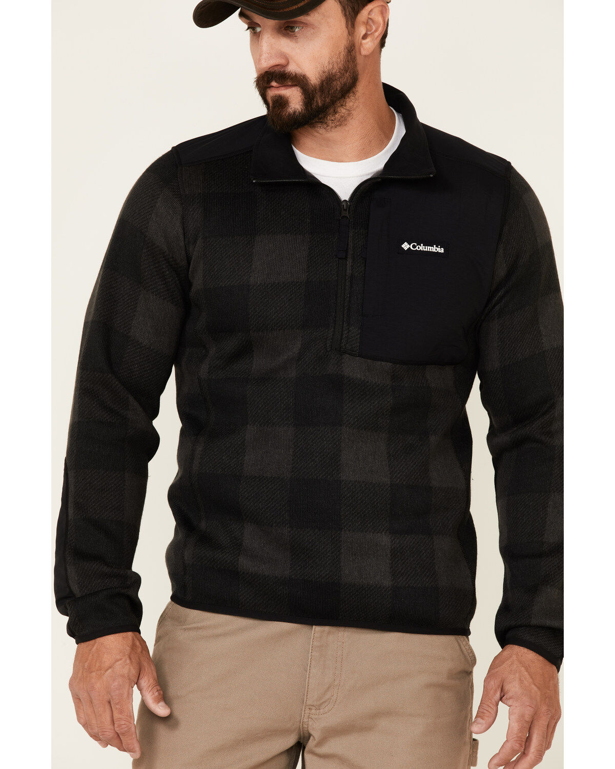 Columbia Men's Buffalo Plaid Print Weather 1/2 Zip Fleece Pullover