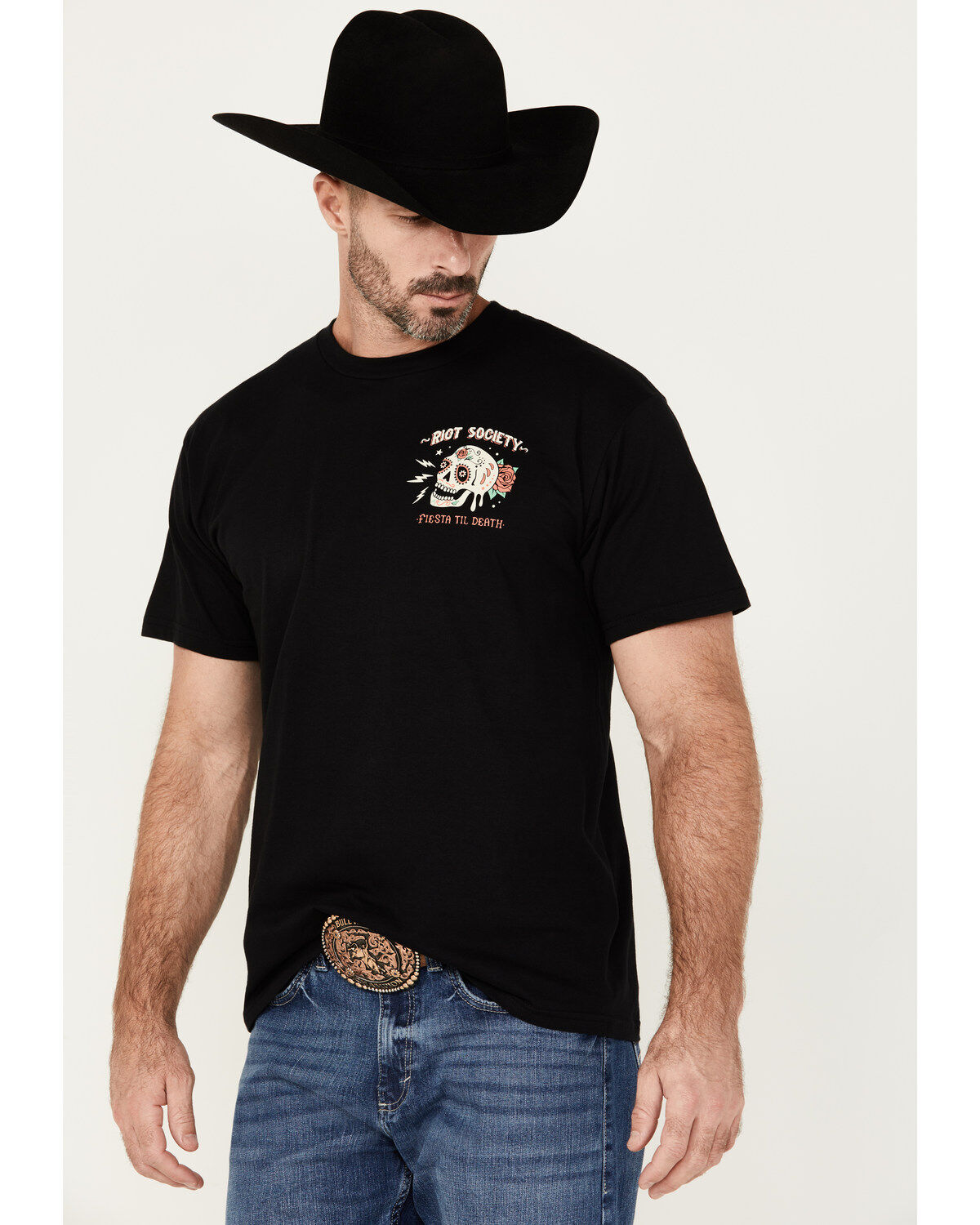 Riot Society Men's Guitar Girl Fiesta Til Death Short Sleeve Graphic T-Shirt