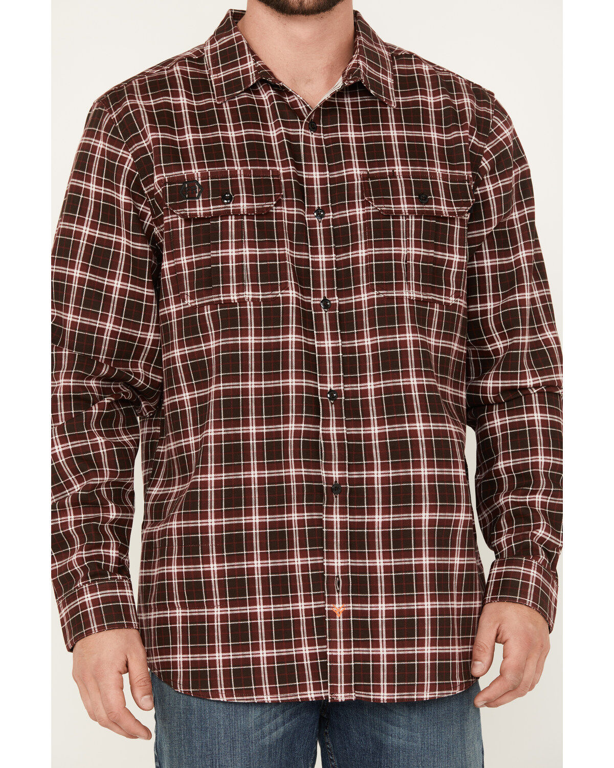 Hawx Men's FR Plaid Print Woven Button-Down Work Shirt