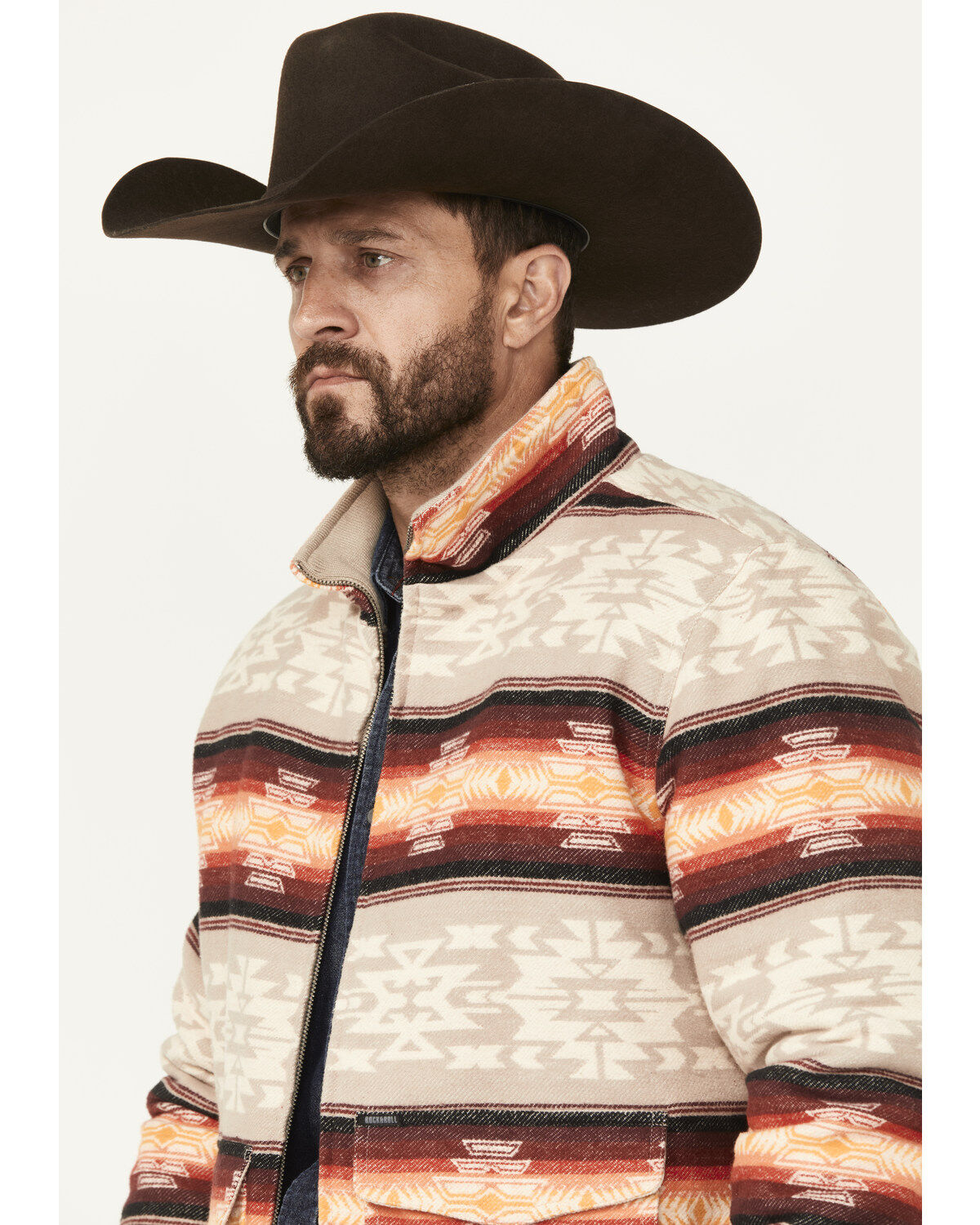 Rock & Roll Denim Men's Bomber Southwestern Striped Zip Jacket