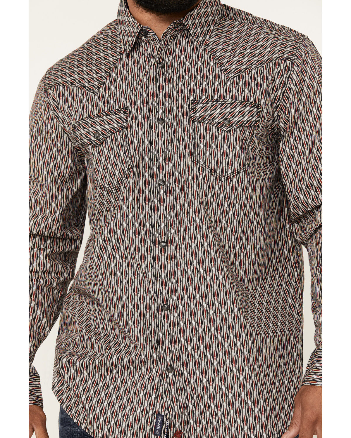 Moonshine Spirit Men's Sunset Geo Print Long Sleeve Snap Western Shirt