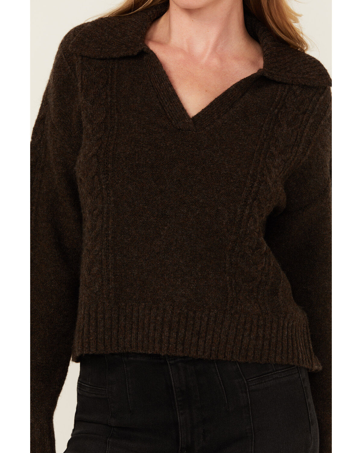 Cleo + Wolf Women's Solid Cable Knit Sweater