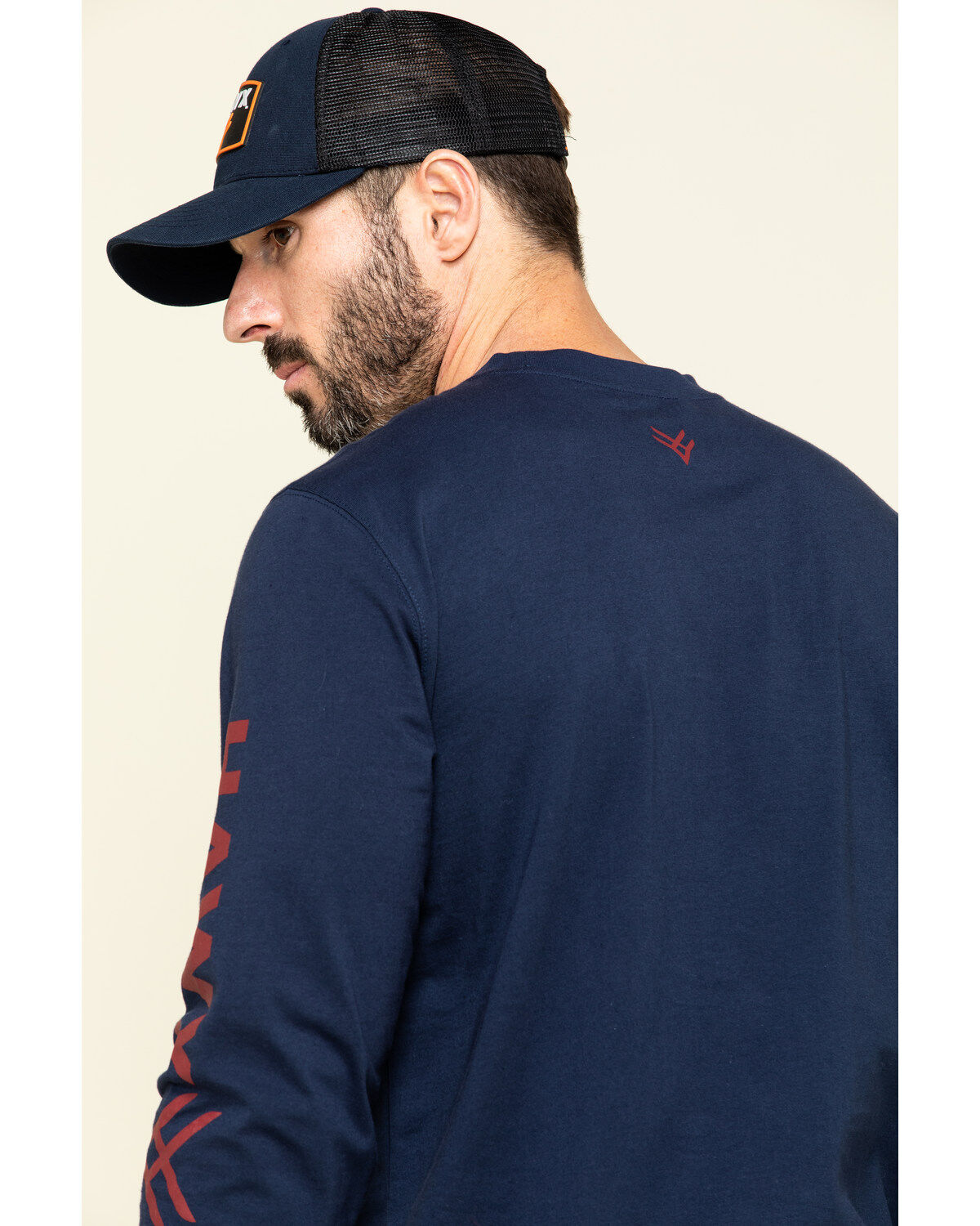 Hawx Men's Navy Sleeve Logo Long Sleeve Work T-Shirt