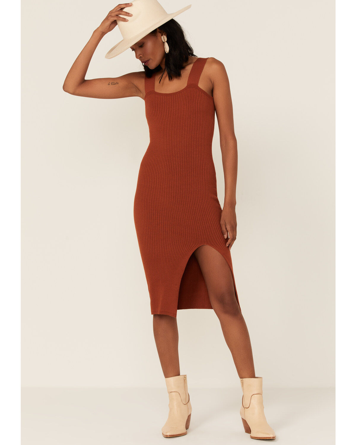 Shyanne Women's Ribbed Sweater Knit Midi Bodycon Dress