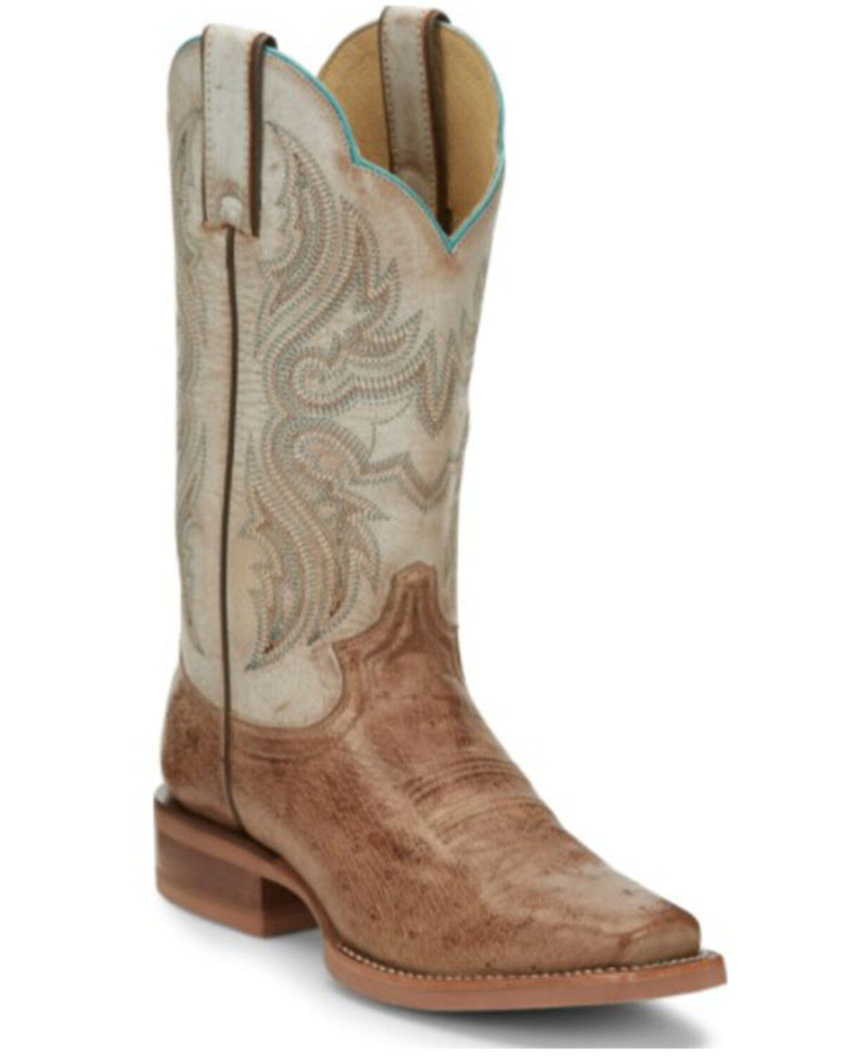 Justin Boots Women's Tan Smooth Ostrich Western Boots - Square Toe