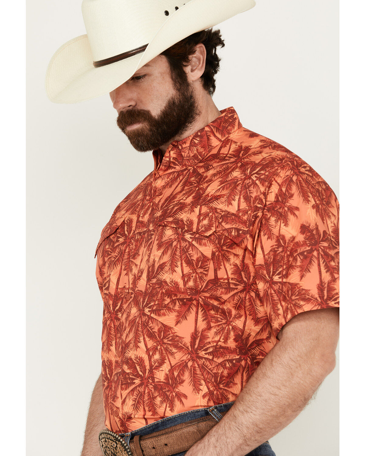 Ariat Men's VentTek Outbound Palm tree Print Short Sleeve Button-Down Performance Western Shirt