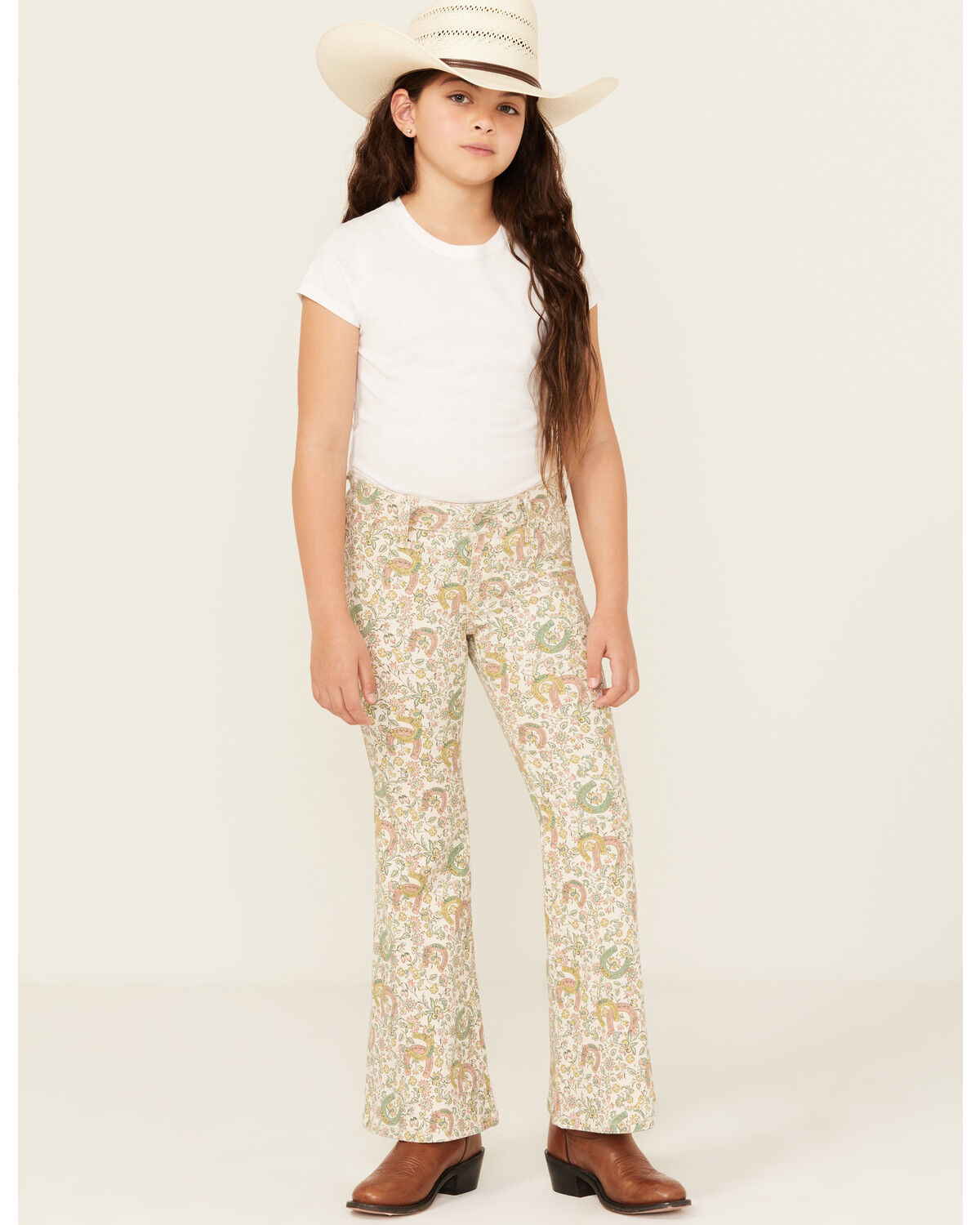 Rock & Roll Denim Girls' Floral Print Flare Stretch Denim Jeans