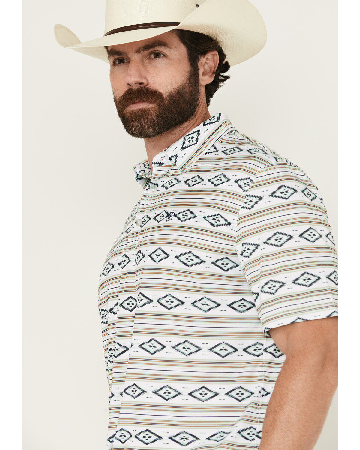 Ariat Men's Southwestern Striped Short Sleeve Performance Polo