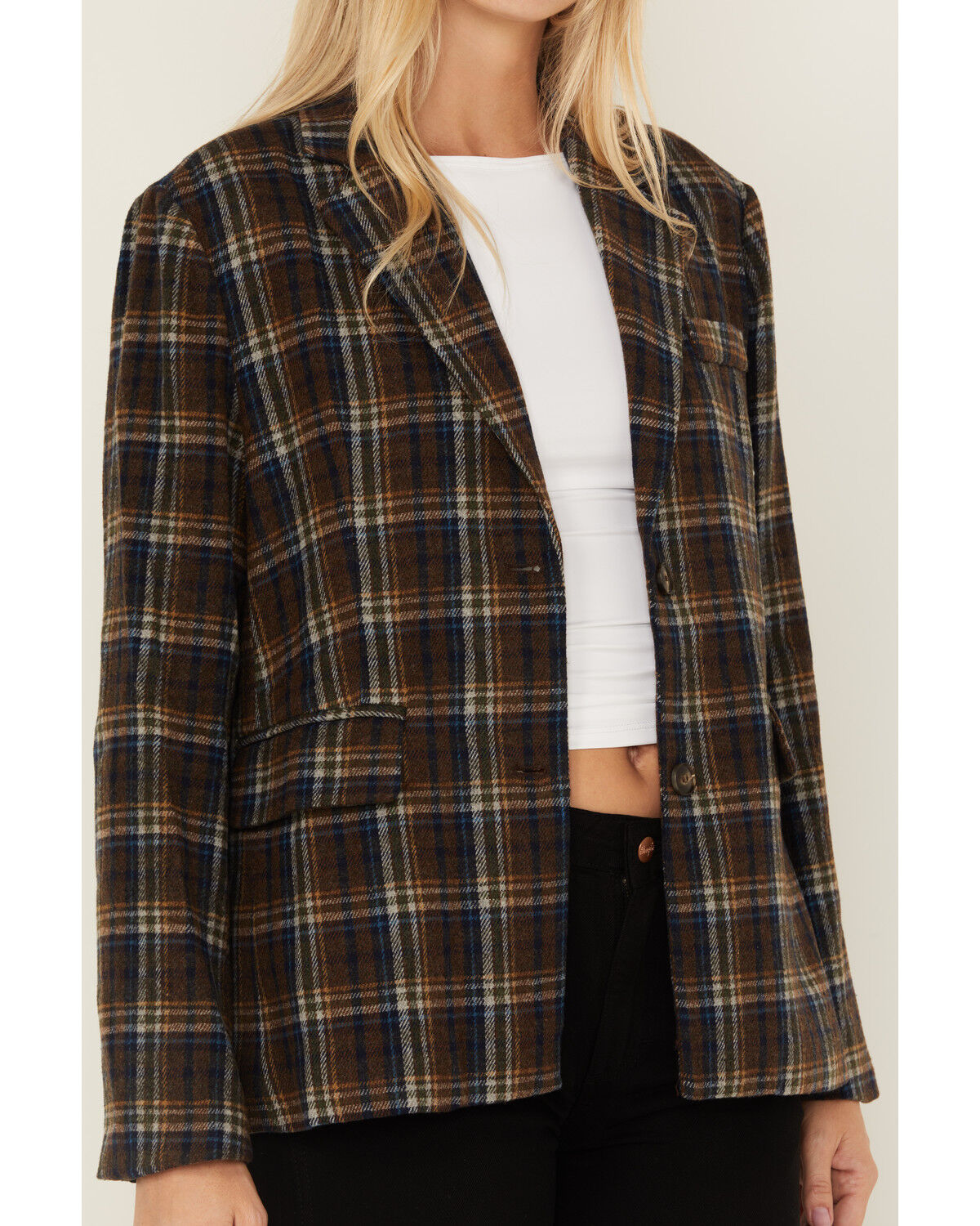 Sadie & Sage Women's Plaid Print Blazer