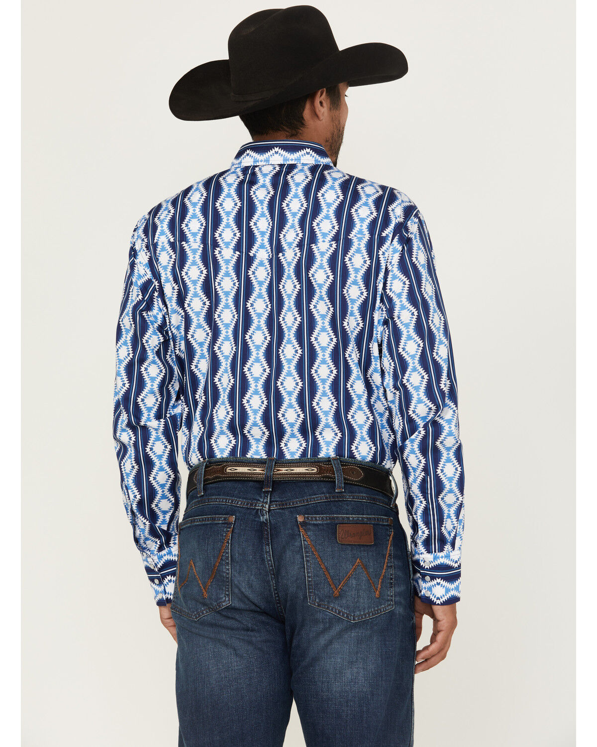 Wrangler Men's Checotah Southwestern Print Long Sleeve Snap Western Shirt