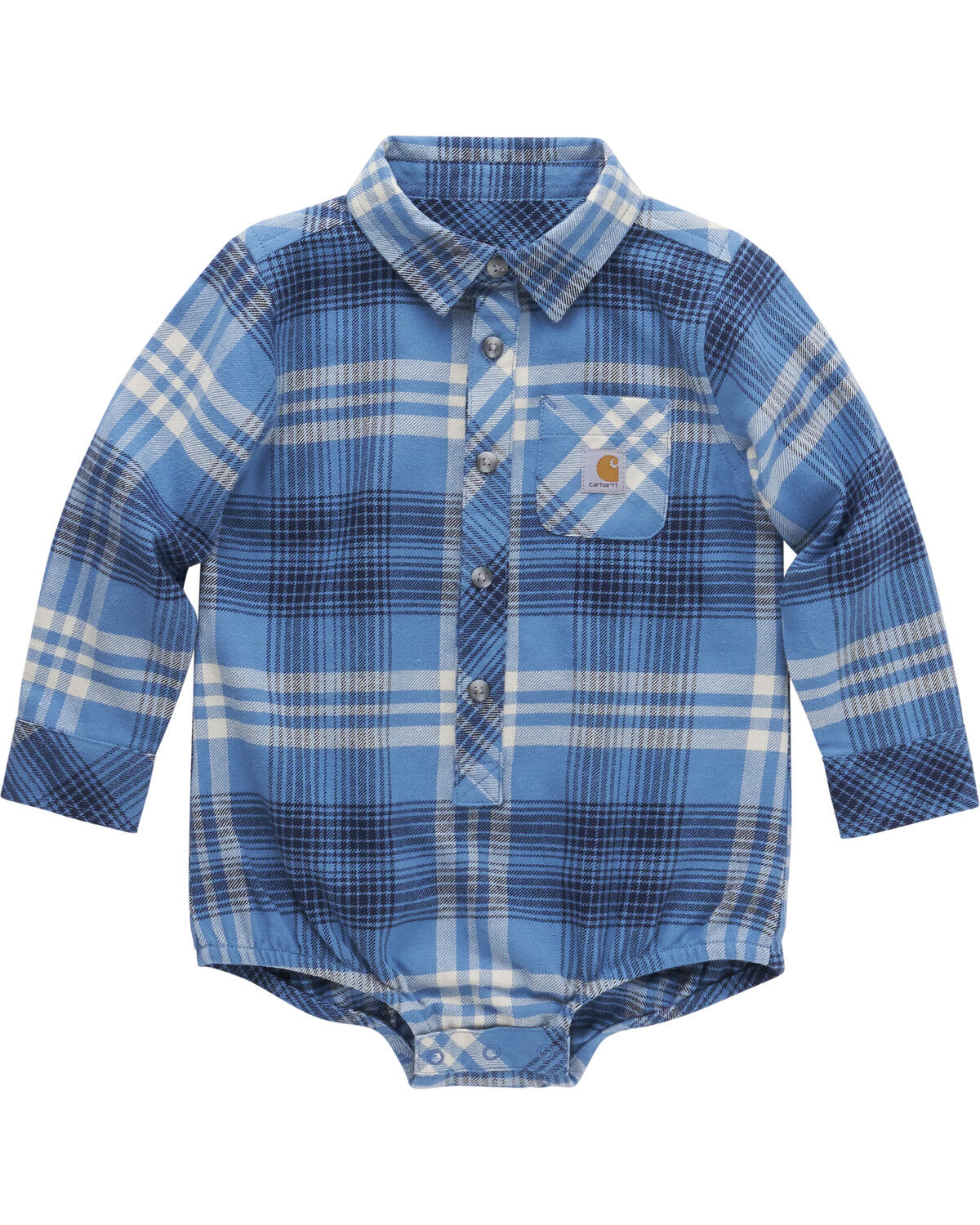 Carhartt Infant Boys' Plaid Print Long Sleeve Button-Down Onesie