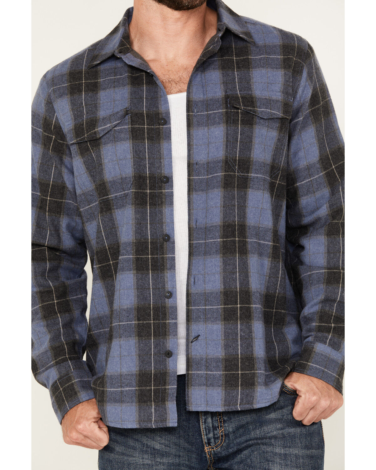 Brothers and Sons Men's Bronson Plaid Print Long Sleeve Button-Down Flannel Shirt