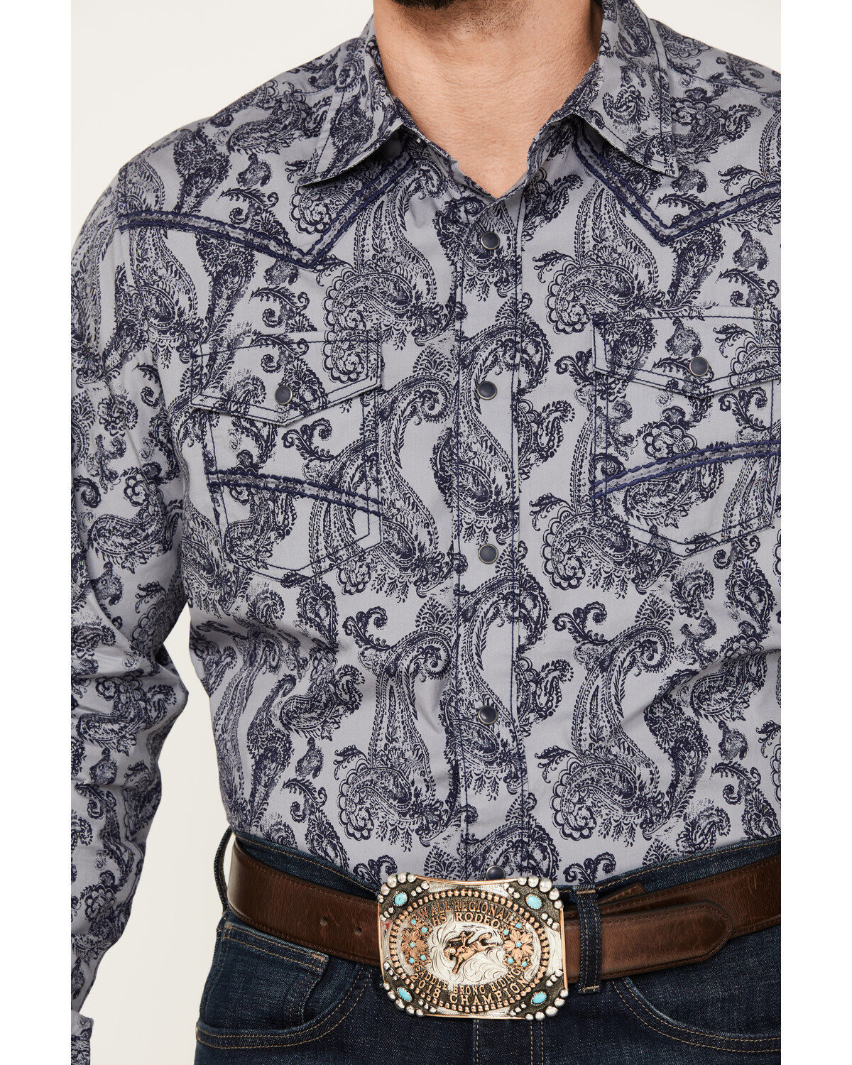 Wrangler Men's Rock 47 Paisley Print Long Sleeve Snap Western Shirt