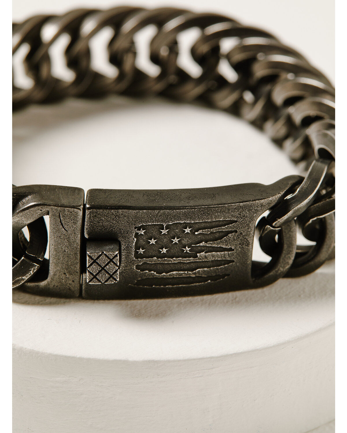 Moonshine Spirit Men's Gun Metal Slashed Flag ID Bracelet