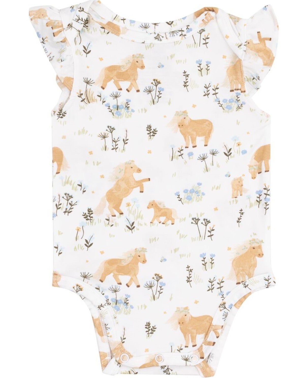 Angel Dear Infant Girls' Pretty Ponies Ruffle Sleeve Snap Onesie