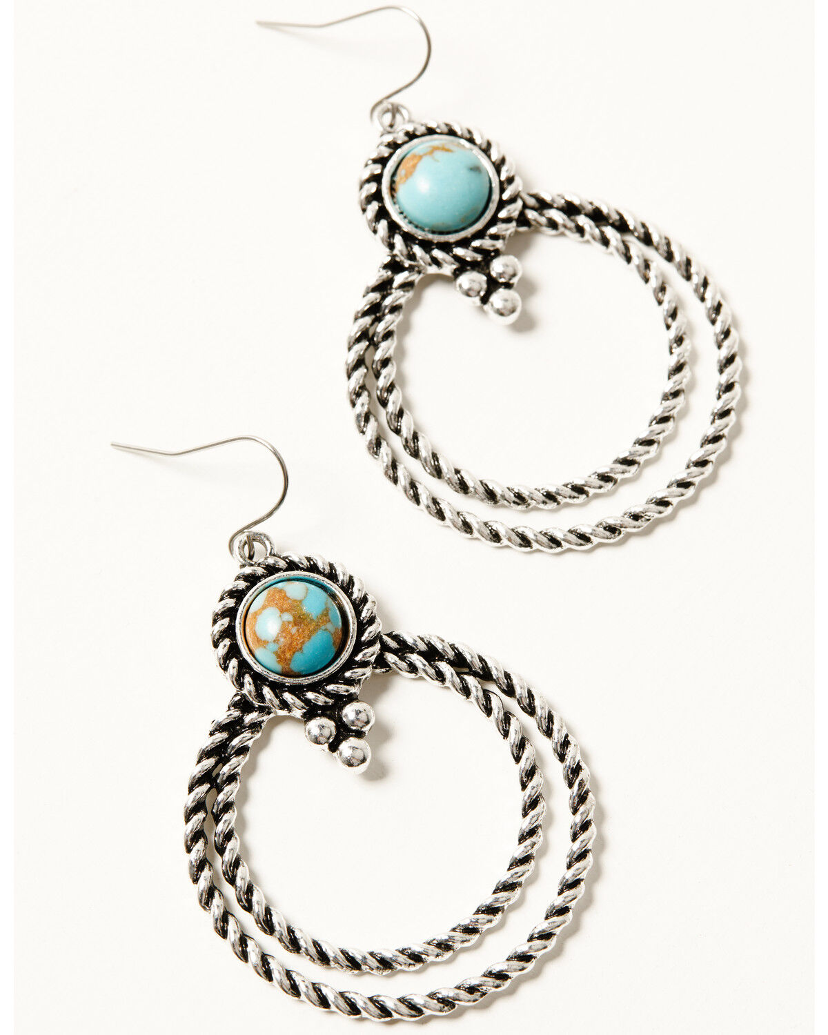 Shyanne Women's Double Hoop Turquoise-Toned Earrings
