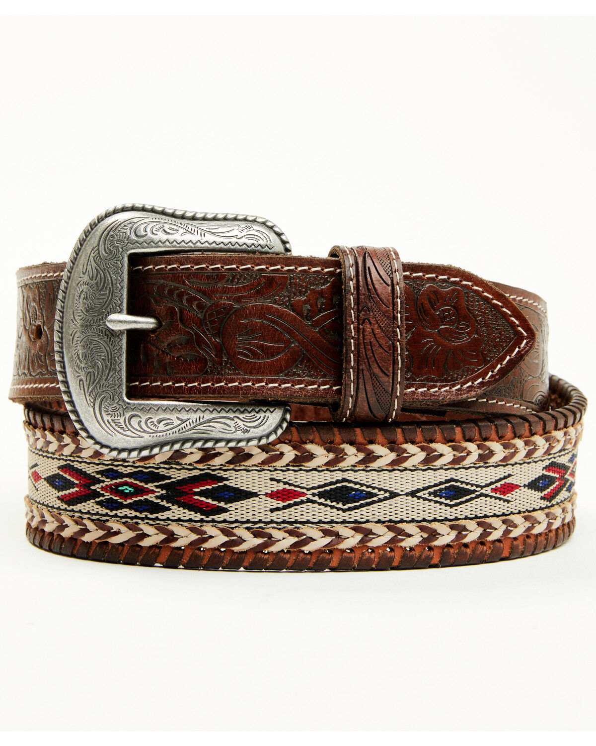 Cody James Men's Oakland Cross-Stitched Western Belt