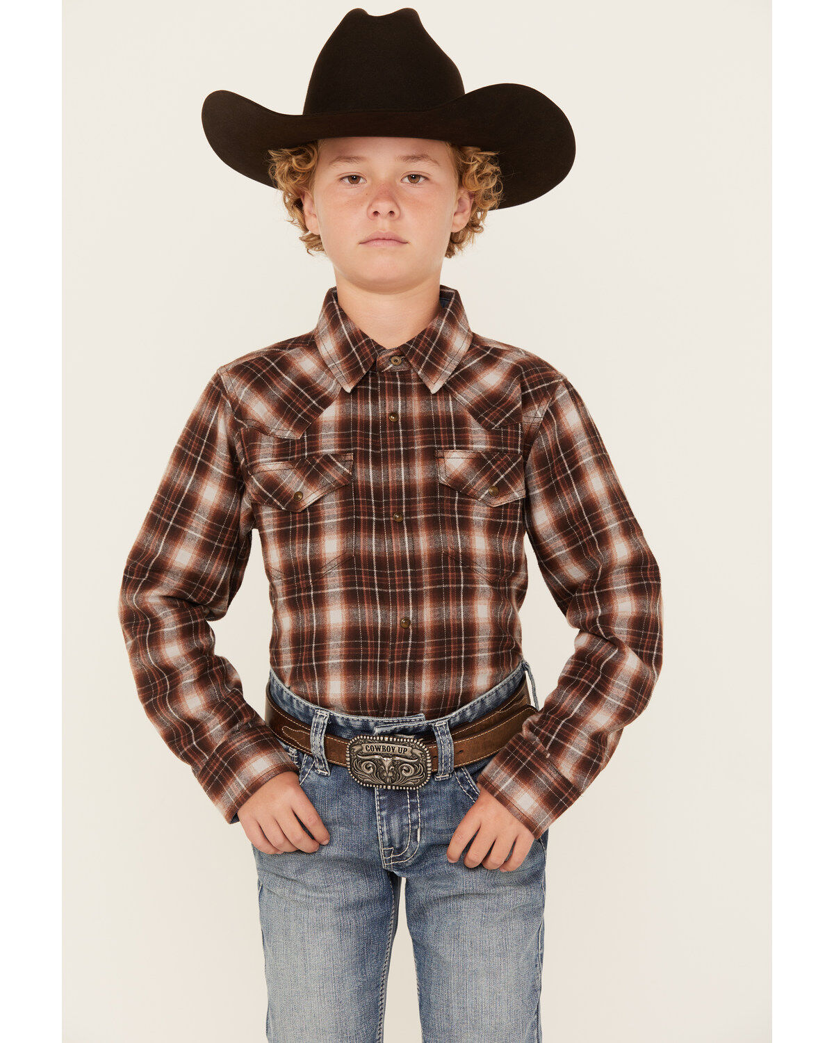 Cody James Boys' Traverse Long Sleeve Snap Flannel Shirt
