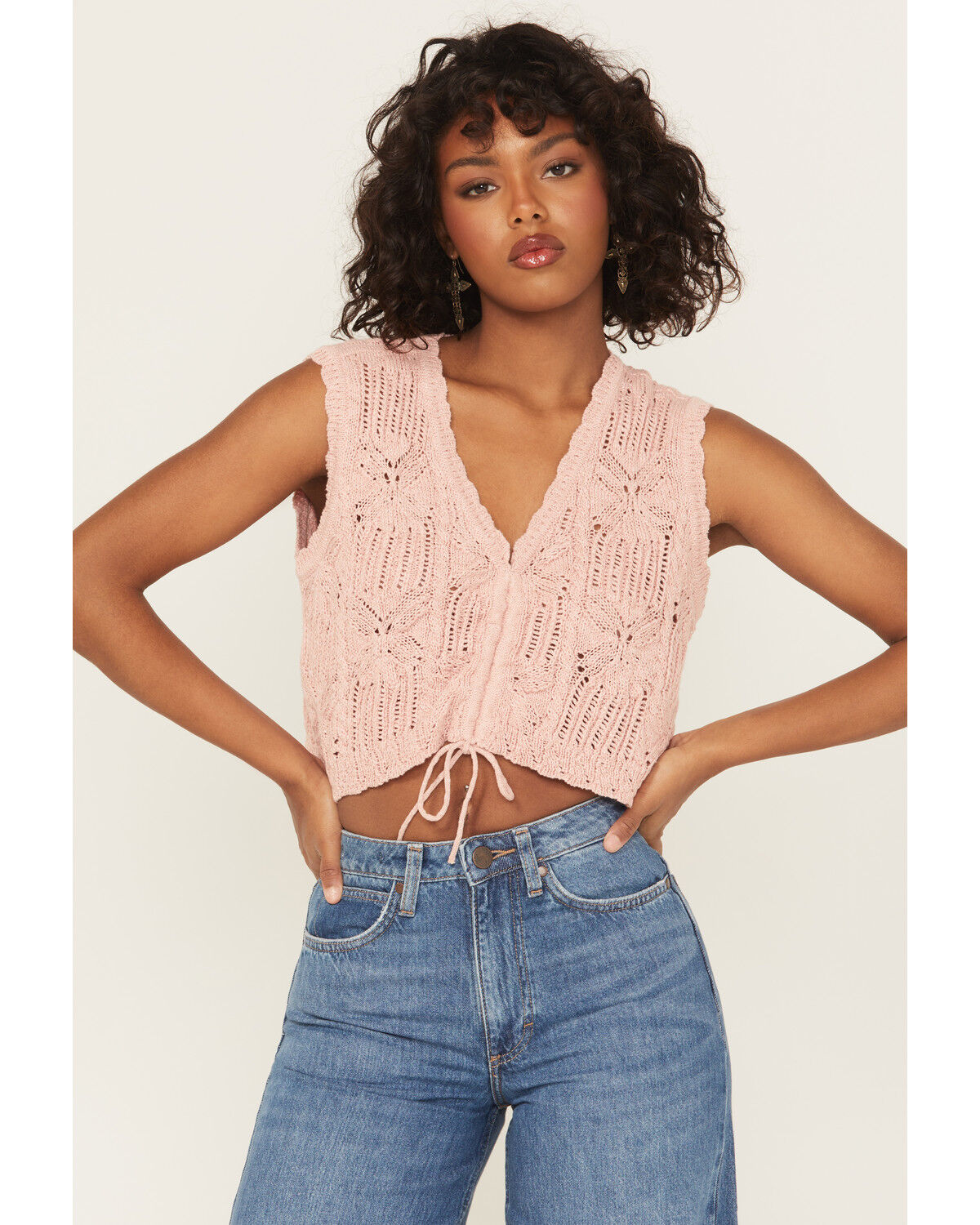 Shyanne Women's Metallic Cinch-Front Sweater Tank