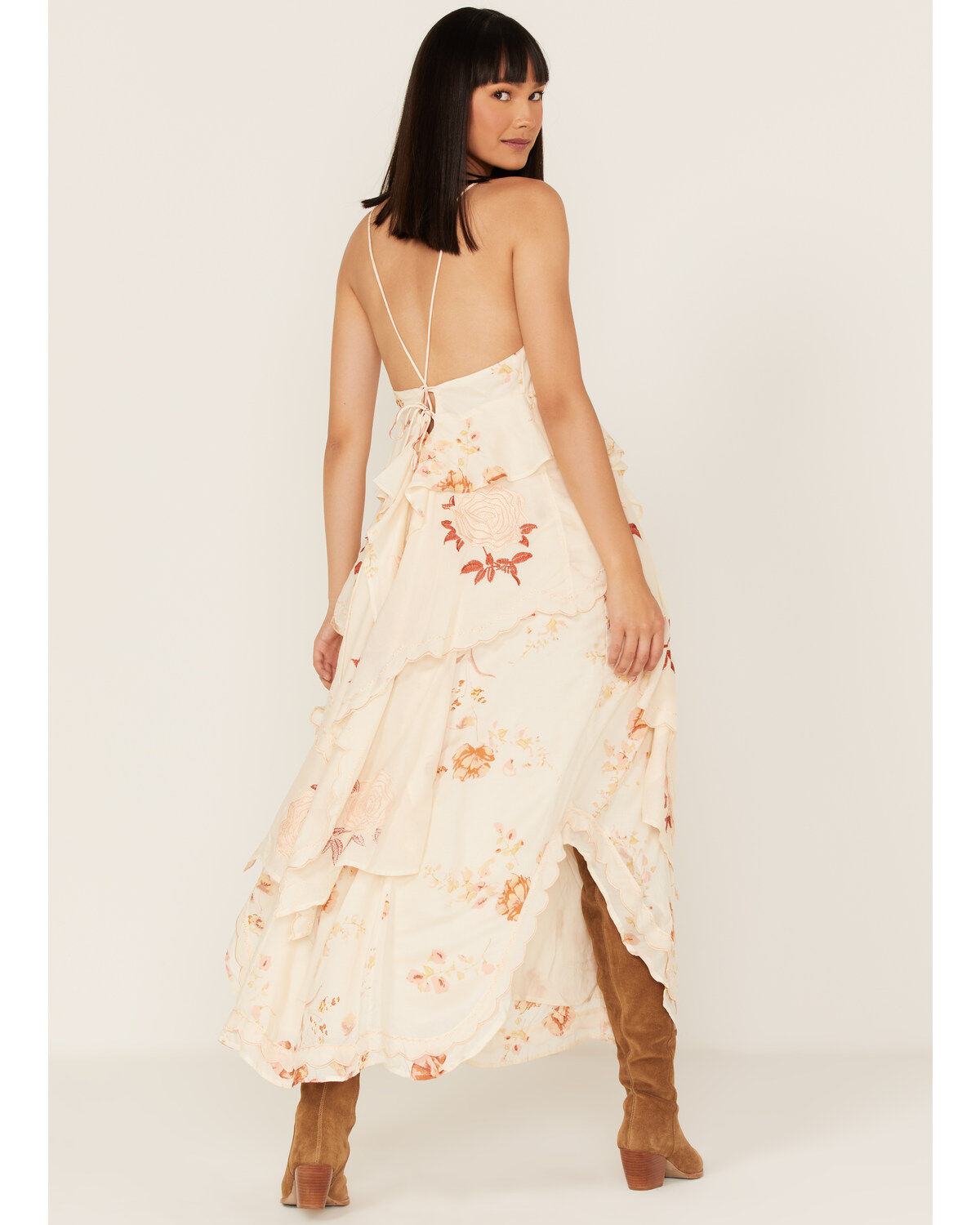 Free People Women's Audrey Embroidered Floral Sleeveless Midi Dress